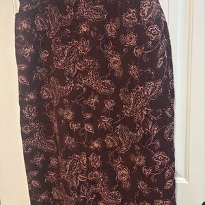Eddie Bauer Burgundy and Pink Floral Pencil Skirt